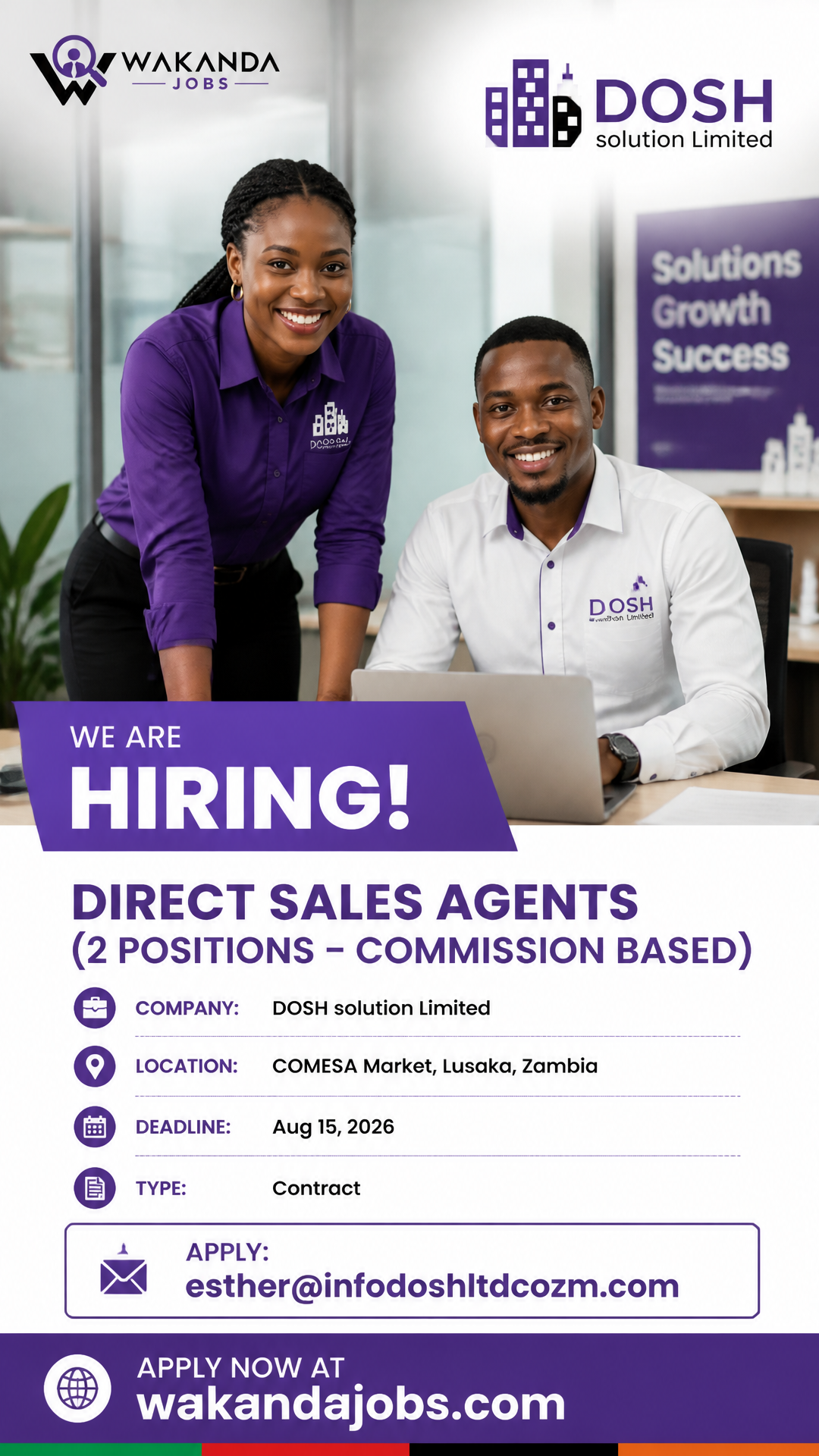 Direct Sales Agents (2 Positions – Commission Based)