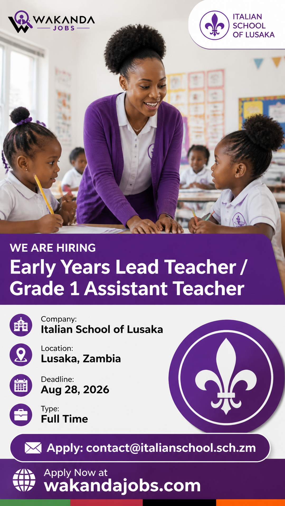 Early Years Lead Teacher / Grade 1 Assistant Teacher